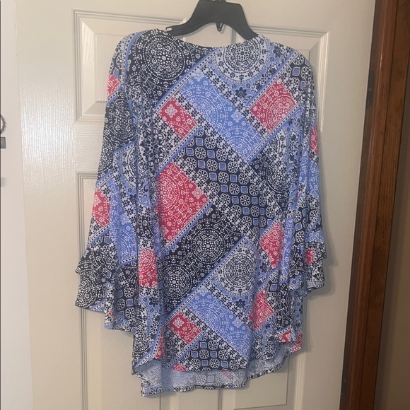 Ruby Rd. Blue and Pink Relaxed Blouse - Picture 2 of 2